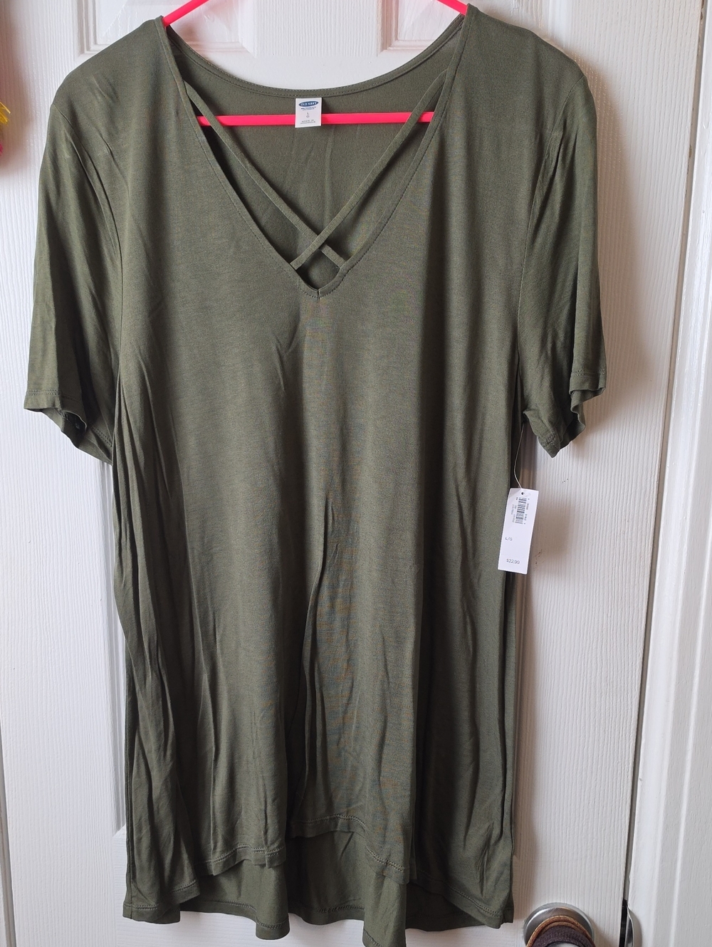 NWT OLD NAVY Olive Crisscross V-Neck Women's Top